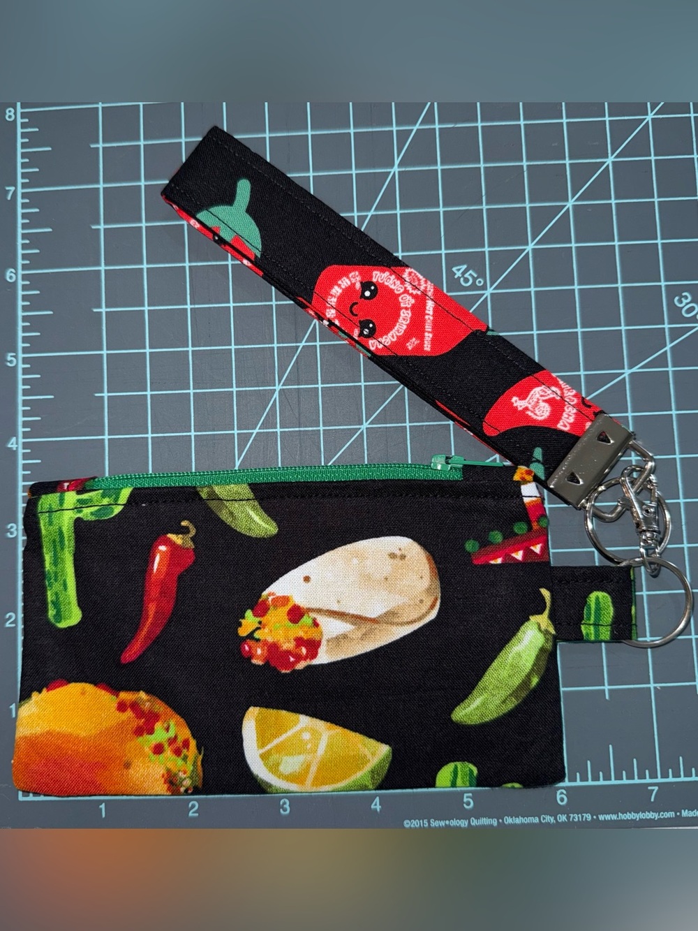 Spicy Taco Print Coin Purse Wristlet Keychain